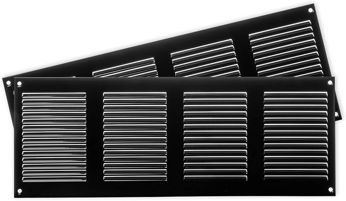 Repa Market 2-Pack Air Vent Cover 16x6 Inch Black Galvanized Steel Louvered by RepaMarket