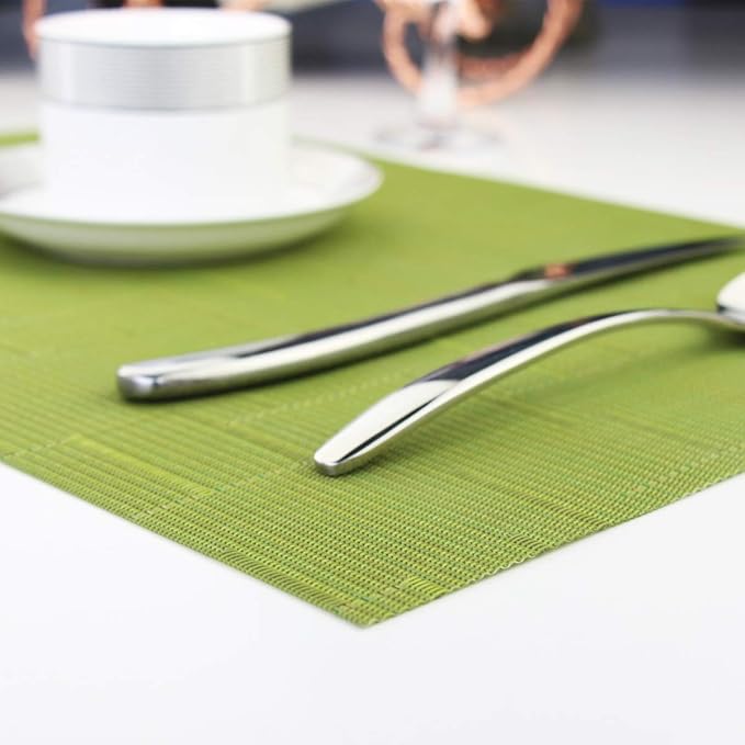 PIGCHCY Placemats, Washable Durable Vinyl Woven Table Mats, Elegant Heat - Image 9