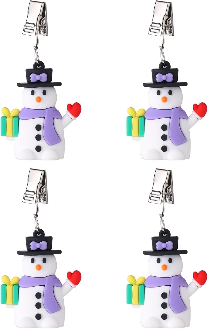 TwoFish Home Set of 4 Xmas Snowman Tablecloth Weight Clamps Decoration Xmas - Image 4