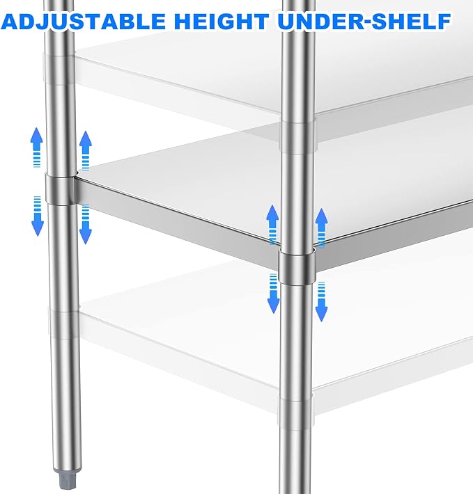 Stainless Steel Table for Prep & Work, 24x72 Inches, NSF Metal Commercial Heavy - Image 3