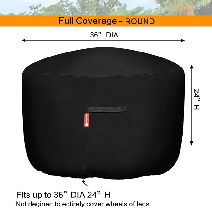 SheeChung Round Gas Fire Pit/Table Cover-Heavy Duty 600D Polyester - Image 2