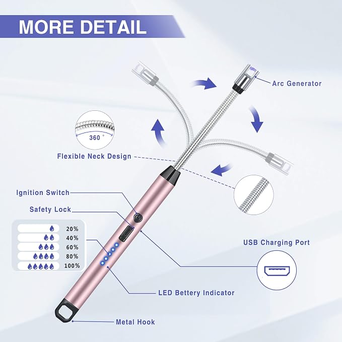 2 PCS Candle Lighter, Electric Lighter Arc Windproof Flameless - Image 3