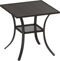 VICLLAX Patio Dining Table, Square Table Metal Outdoor Bistro Table by HOME