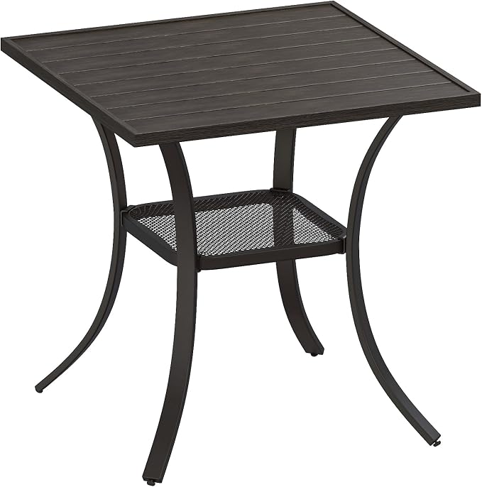 VICLLAX Patio Dining Table, Square Table Metal Outdoor Bistro Table by HOME