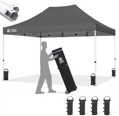 CROWN SHADES 10x15 Pop Up Canopy Tent, Thicken Frame Commercial Heavy Duty Tent by CrownShades