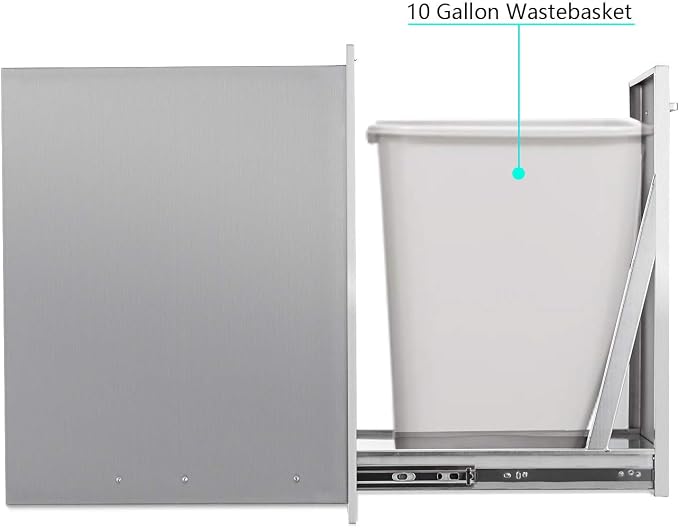TIANAI 14" Single Pull-Out Trash Drawer Stainless Steel Outdoor Kitchen Trash - Image 5