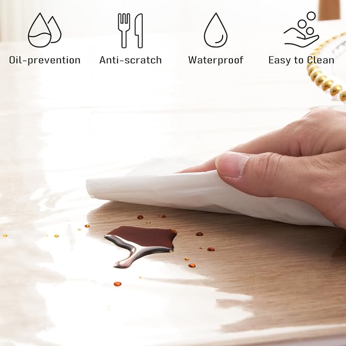 Clear Plastic Tablecloth Protector Rectangle 54x120 inch Waterproof Oilproof - Image 4