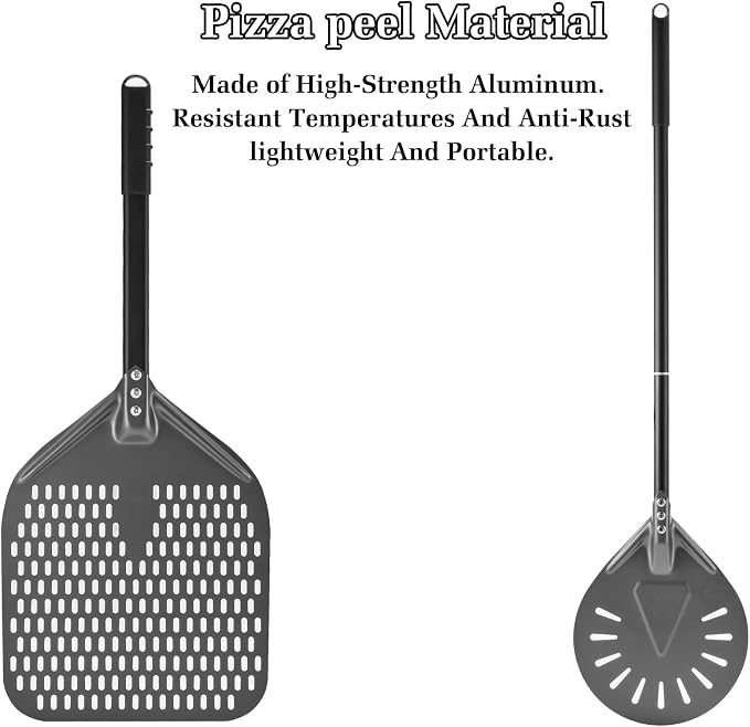 12 Inch + 9 Inch Perforated Pizza Peel Set, Pizza Turning Peel - Image 2