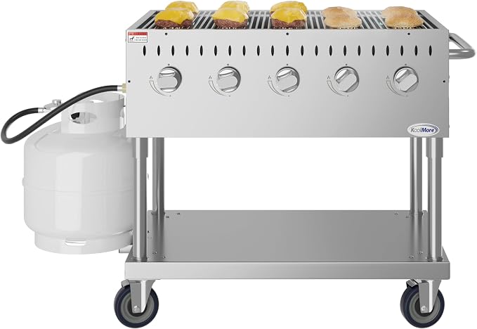 KoolMore 36 in. Commercial 5-Burner Mobile Outdoor Propane Grill in Stainless by KoolMore