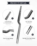 Tweezer Tongs Set, 2-Piece Stainless Steel, Offset and Fine Tip, Black