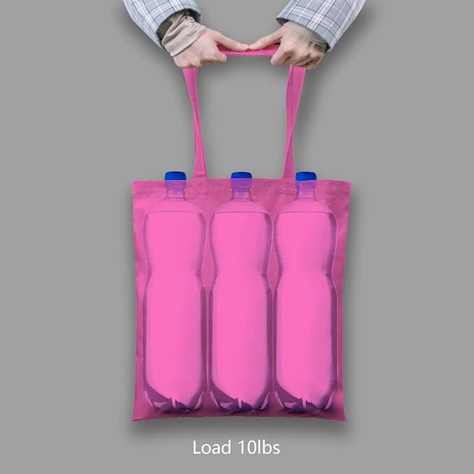 TOPDesign 6-Pack Economical 16"x15" Pink Cotton Tote Bag, Lightweight Medium - Image 6