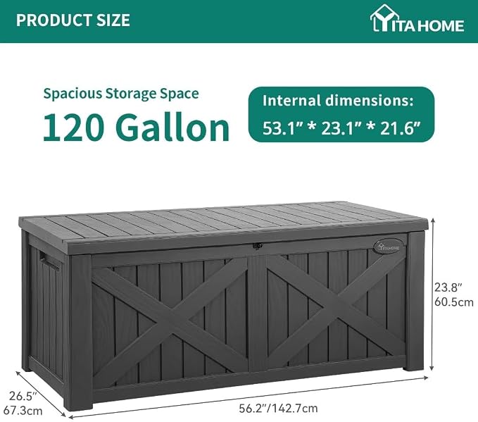 YITAHOME 120 Gallon Large Outdoor Storage Box - Image 7
