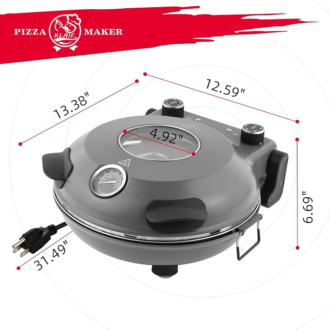 KLAIF 12" Electric Countertop Pizza Oven Indoor - Image 5
