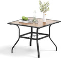 Outdoor Patio Square Dining Table, All Weather Wrought Iron Black Outdoor Table by MIXPATIO