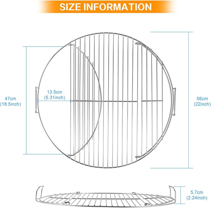 Coolbird Hinged Cooking Grate for 22 Inch Charcoal Grill, Iron Replacement - Image 3
