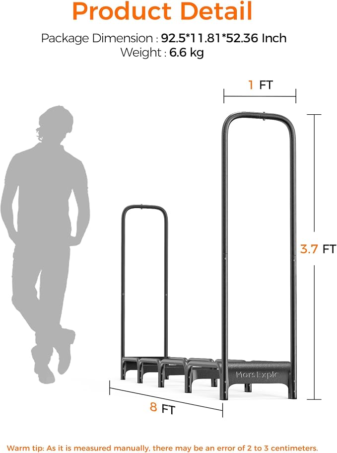8ft Firewood Rack Outdoor with Cover, Heavy Duty Wood Racks Outdoor - Image 9