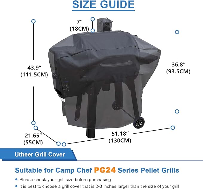 Pellet Grill Cover for Camp Chef Smoker, Cover Upgraded Full-Length Heavy Duty - Image 2