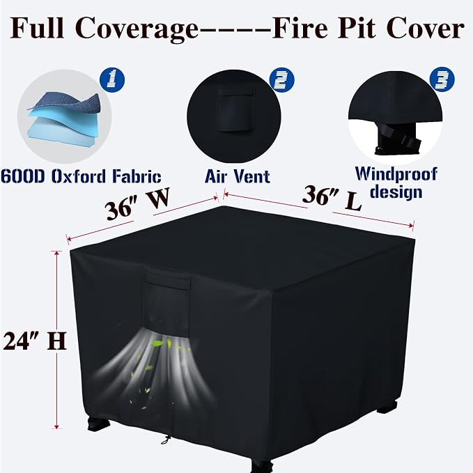 Chinchilla Heavy Duty 36 Inch Square Fire Pit Cover - Image 2