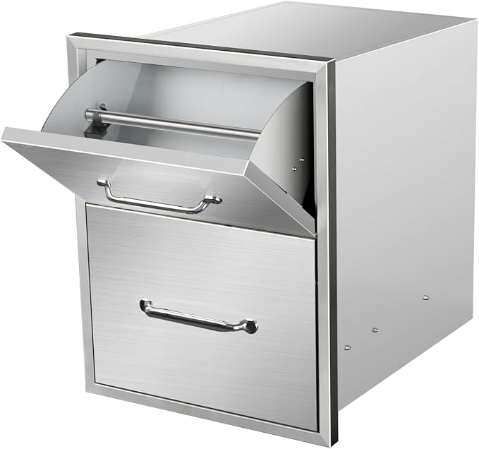 Outdoor Kitchen Drawers with Paper Towel Holder 16" W x 20" H x 20" D Flush by SGOLAN