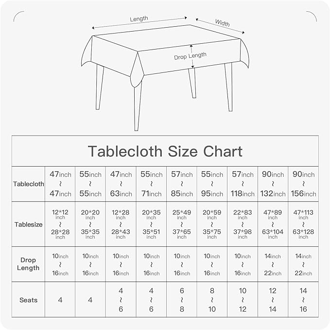 BALCONY & FALCON Square Tablecloth Washable Wrinkle Resistant and Water Proof - Image 6