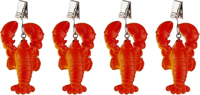 TwoFish Home Set of 4 Lobster Resin Tablecloth Weights Clips Lobster Handicraft by TwoFishHomeFashionLLC