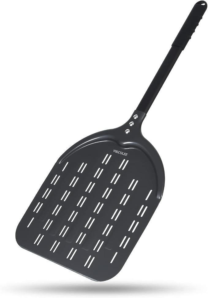 Perforated Pizza Peel, 12 x 14 Inch Rectangular Pizza Turning Peel, by VIKCOLEE