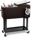 EDOSTORY 80 Quart Rolling Ice Chest Cooler Cart, Patio Backyard Party Drink by EDOSTORY