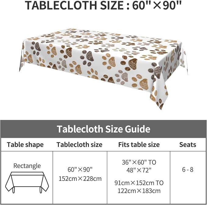 Worltoldb Dog Paw Print Tablecloths - Image 3