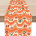 70s Table Runner, Retro Groovy Hippie Daisy Floral Orange Wave Funky Trippy by Unknown