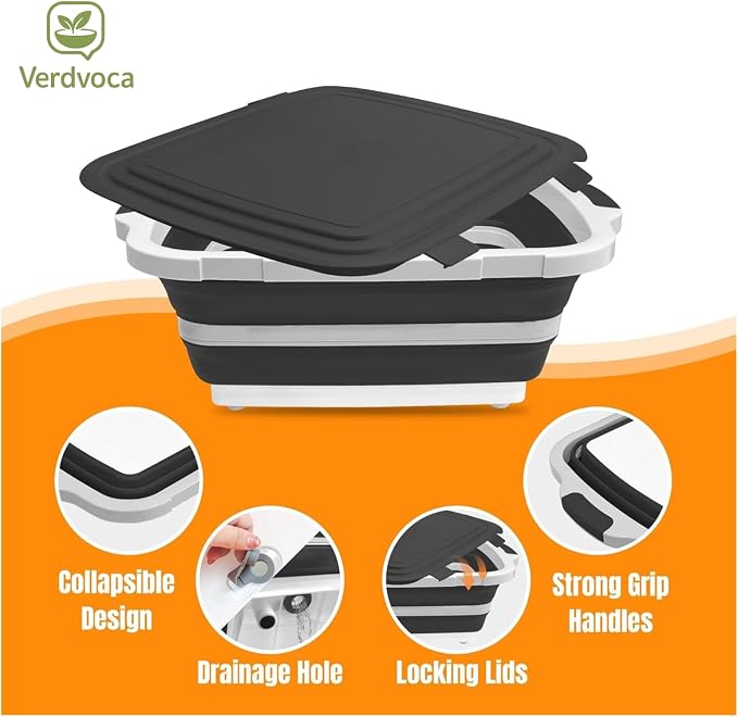 16L Black Collapsible BBQ Prep Tub - Image 4