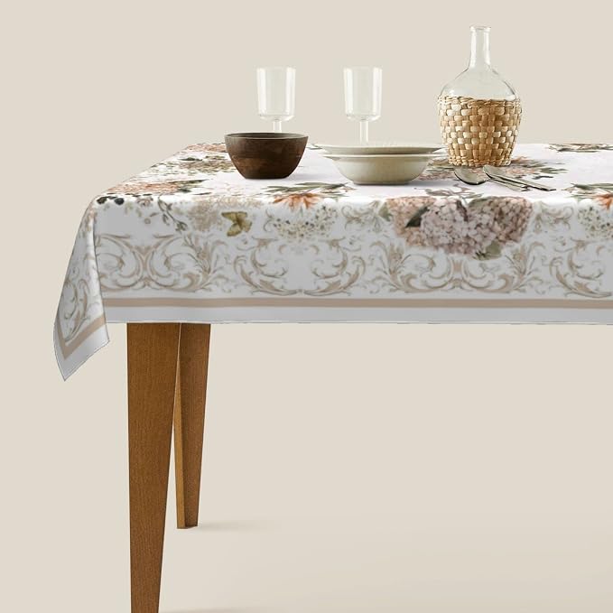Worltoldb Retro Vintage Hydrangea Tablecloths Polyester Table Cloth - Image 2
