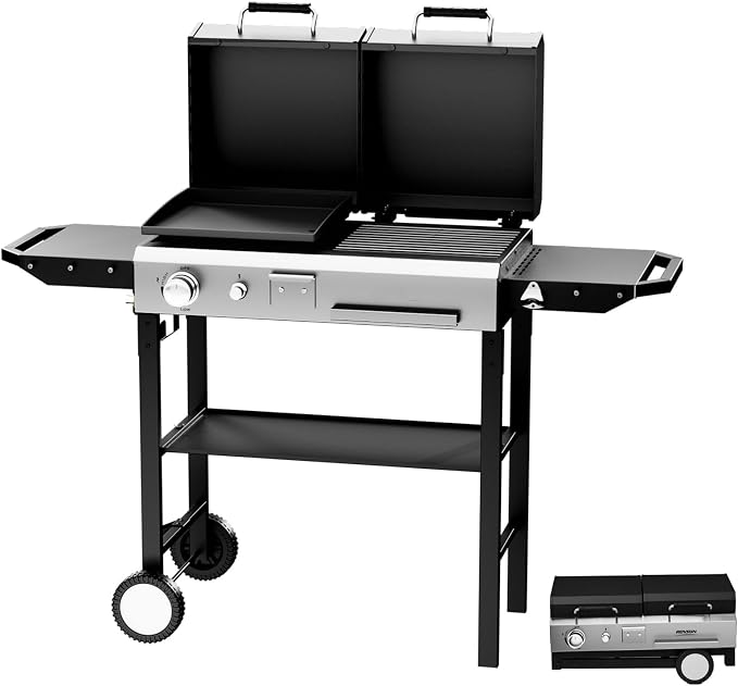Bonnlo Propane Flat Top Griddle and Charcoal Grill Combo by Bonnlo