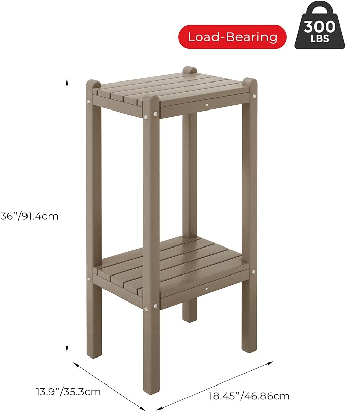 Costaelm Outdoor Side Table, 2-Tier Small Patio Coffee Tables - Image 3