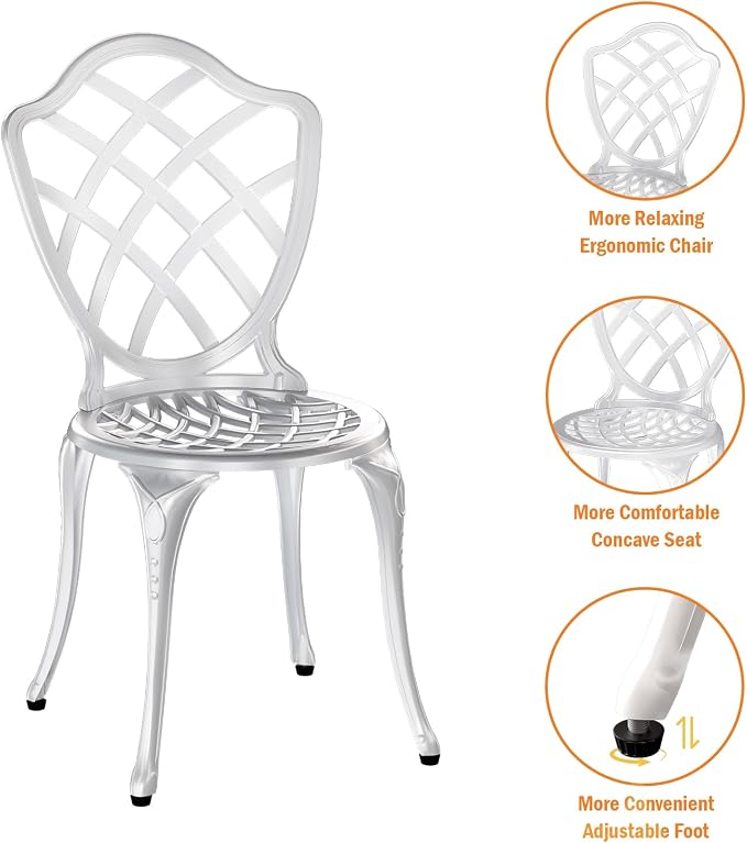3 Piece Patio Bistro Set, Outdoor Bistro Table and Chairs Set of 2 w/Umbrella - Image 7
