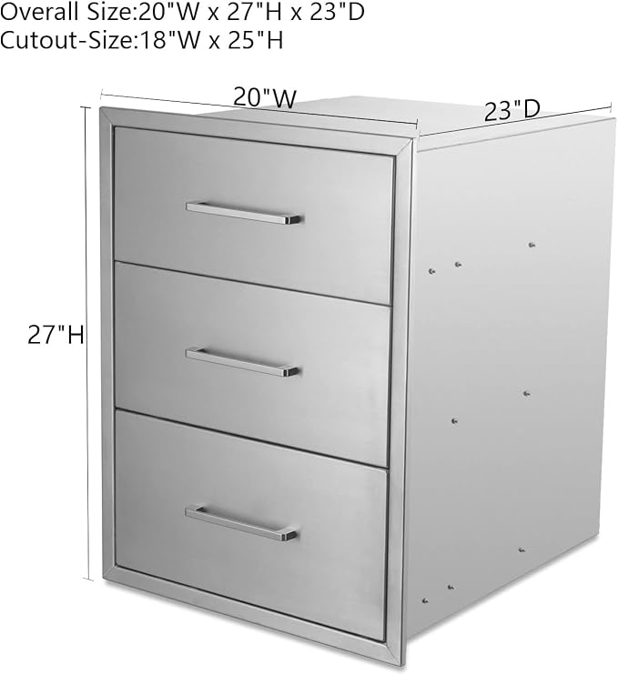 20" W x 27" H x 23" D Stainless Steel Outdoor Kitchen Drawers BBQ Drawers - Image 2