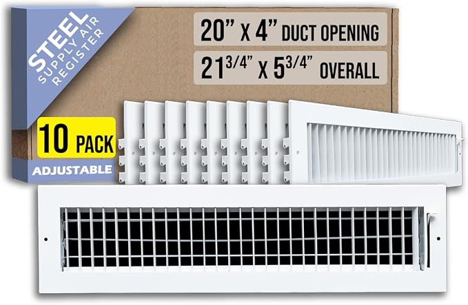 Fits 20x4 Duct Opening Steel Adjustable Air Supply Grille by Handua | Register by Handua
