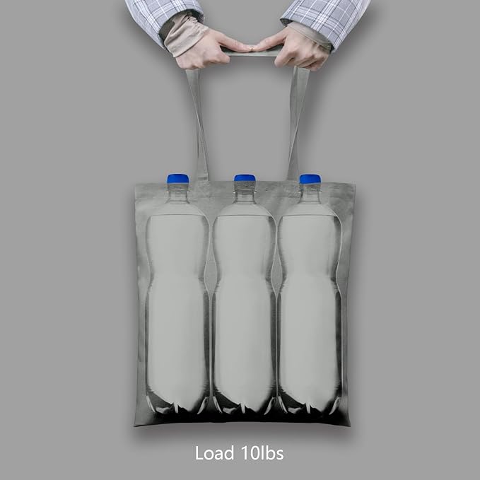 TOPDesign 6-Pack Economical 16"x15" Light Grey Cotton Tote Bags, Lightweight - Image 6