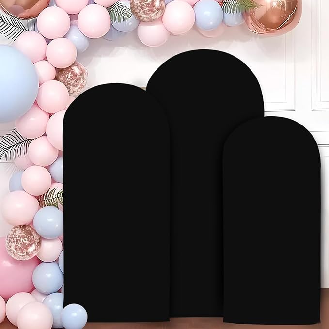 MODFUNS Black Arch Cover 5ft 6ft 7ft Wedding Arch Cover Set of 3 Round Top Arch - Image 6