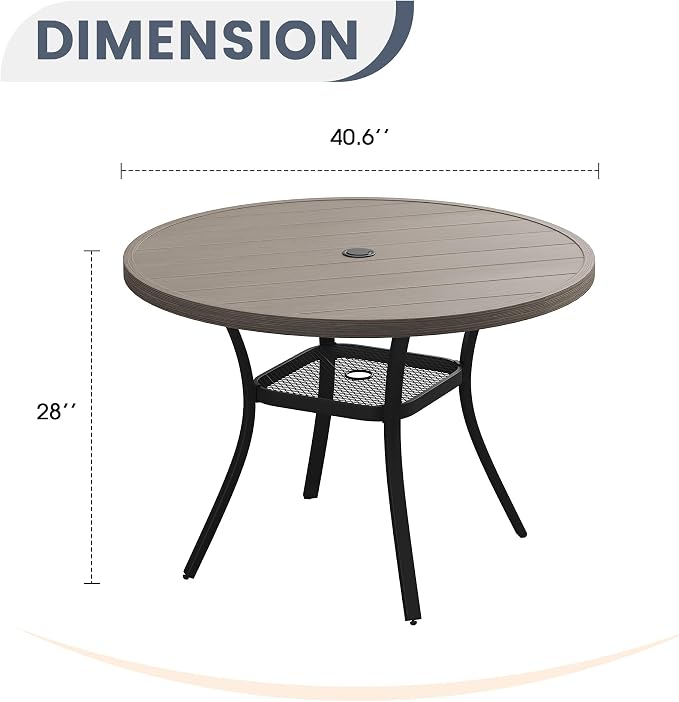 VICLLAX Round Patio Dining Table, 41 inch Metal Outdoor Dining Table - Image 3