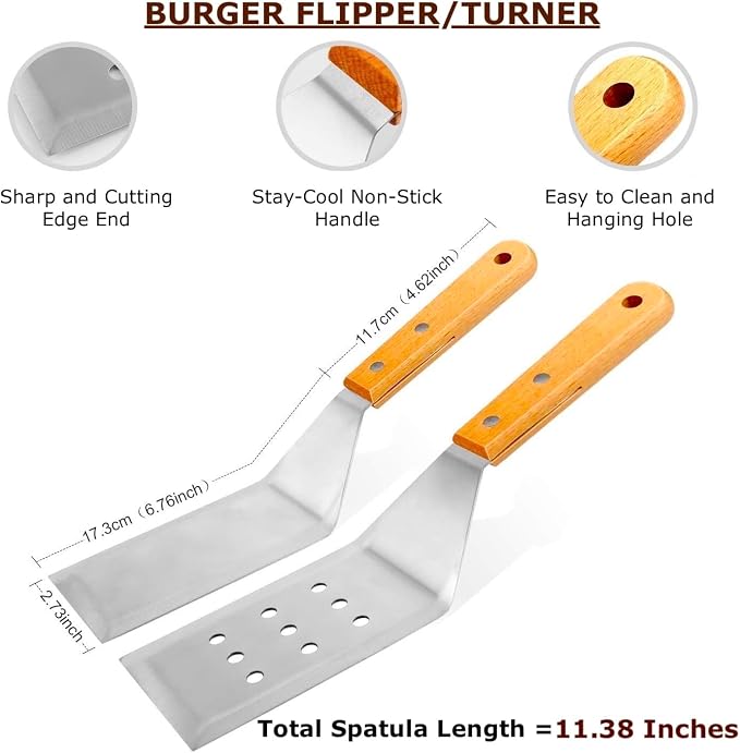 7 Piece Stainless Steel Spatula Set-Burger Flipper-4 Spatulas, + 2 Bottles-for - Image 3
