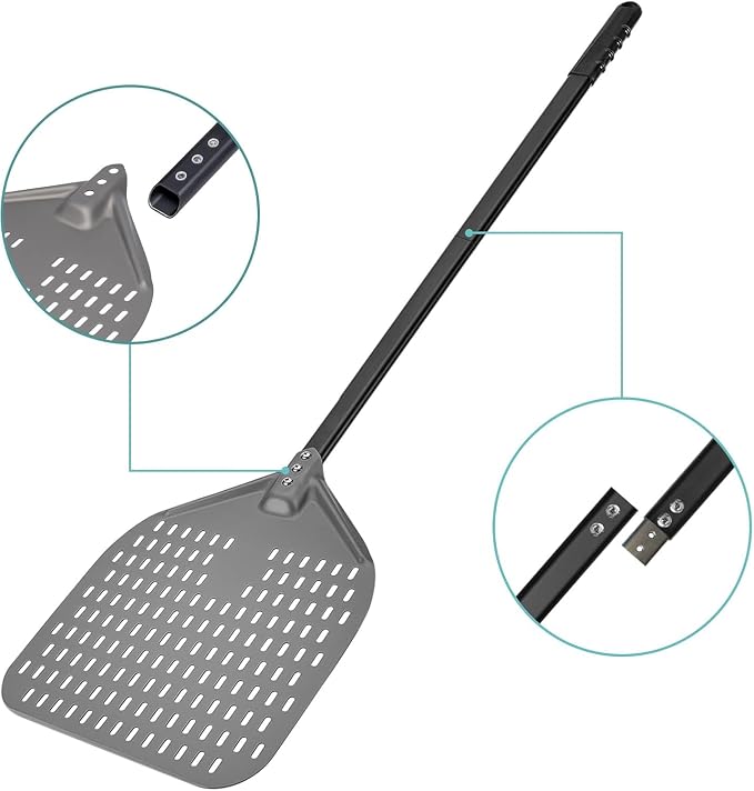 G.a HOMEFAVOR 12"x 15" Perforated Pizza Peel 47 Inch overall, Rectangular - Image 4