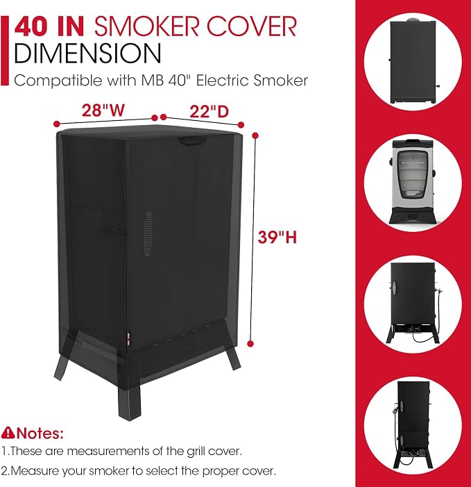 Unicook Electric Smoker Cover 40 Inch, Heavy Duty Waterproof Vertical BBQ - Image 2