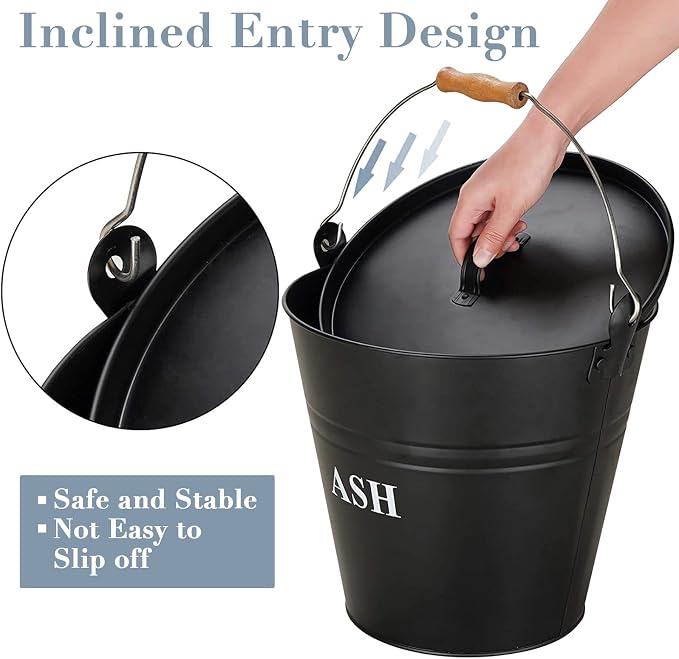 Ash Bucket with Lid, and Broom - Image 3