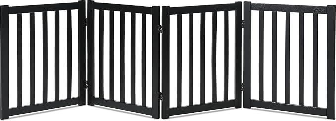 LZRS 4-Panel Wooden Free Standing Foldable Dog Gate Indoor – 24" High, Extra by LZRSPET