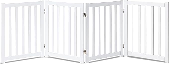 LZRS 4-Panel Wooden Free Standing Foldable Dog Gate Indoor – 24" High, Extra by LZRSPET
