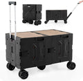 Goplus Large Foldable Utility Cart w/ 2-Tier Storage Crates, 5 Rotate Wheels by Goplus