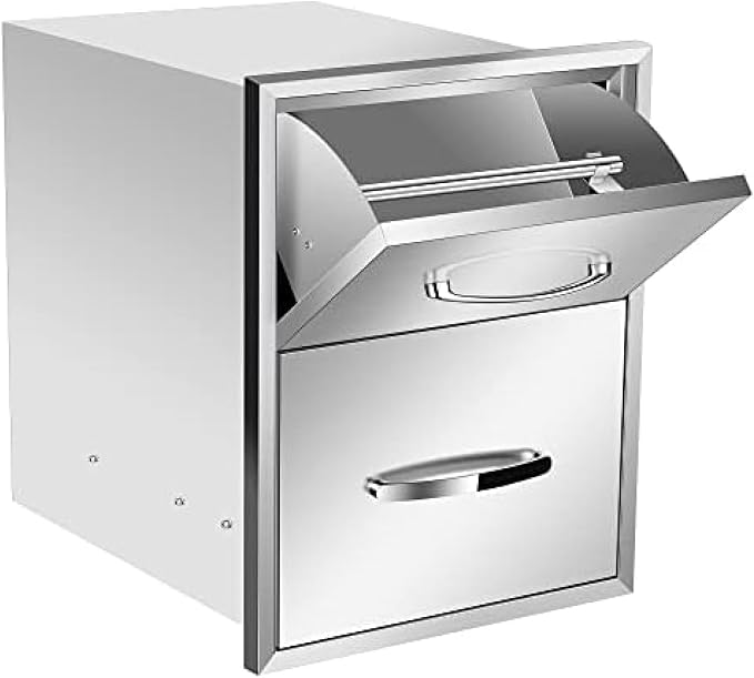 BBQ Outdoor Kitchen Drawers Stainless Steel 3-Drawer BBQ Drawer Enclosed by OLIPIC