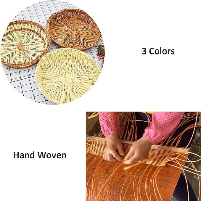 RT&BS Round Wicker Bread Basket, Christmas Food Baskets, Eco-Friendly Sturdy - Image 3
