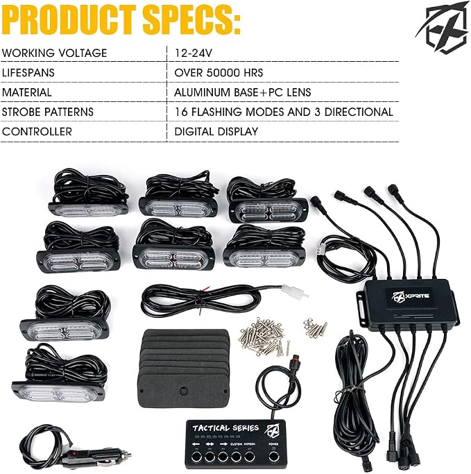 Xprite 24 LED Blue Surface Mount Strobe Police Lights Kit, Emergency Safety - Image 7
