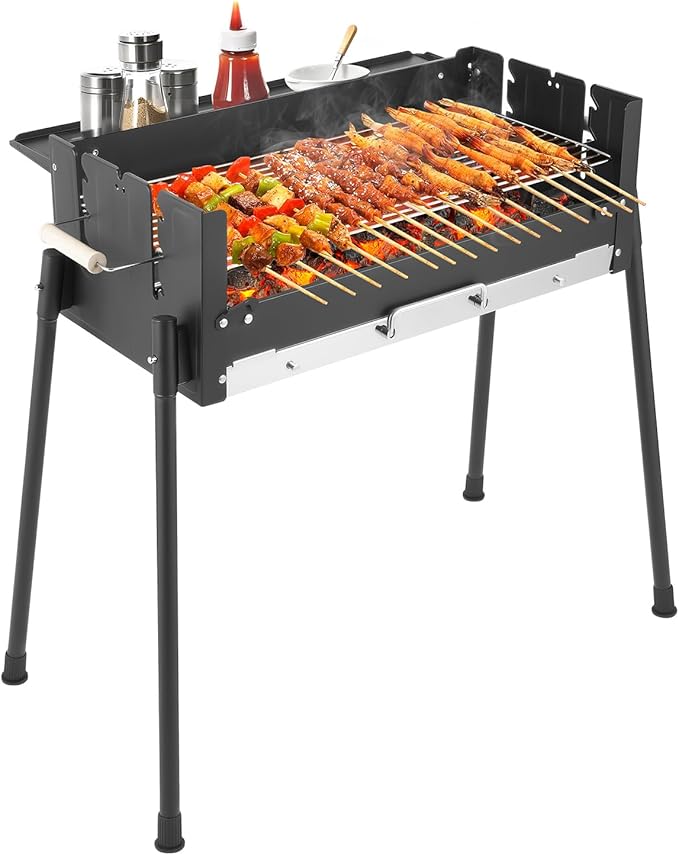 Portable Charcoal Grill, Folding BBQ Barbecue Grill, 27.56" Kebab Grill - Image 8